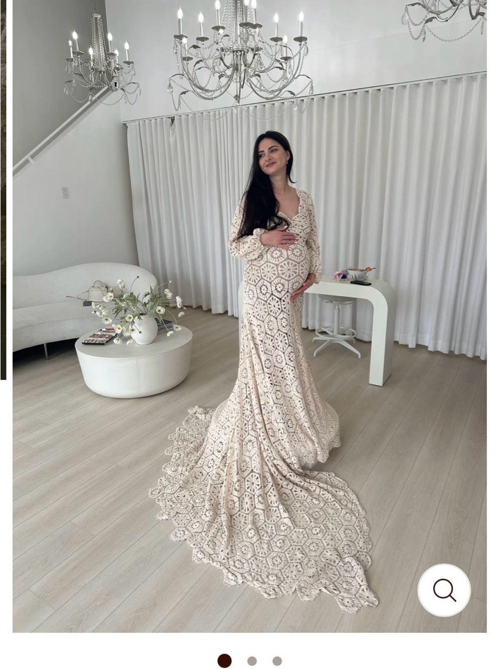 Boho Lace Maxi Maternity Dress - Cream
